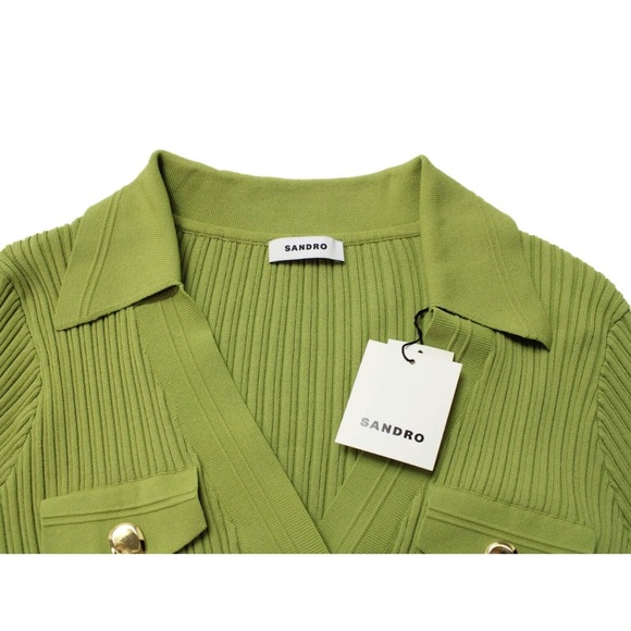 SANDRO Hind Ribbed Knit Cardigan Sweater Size 3 - Picture 3 of 4